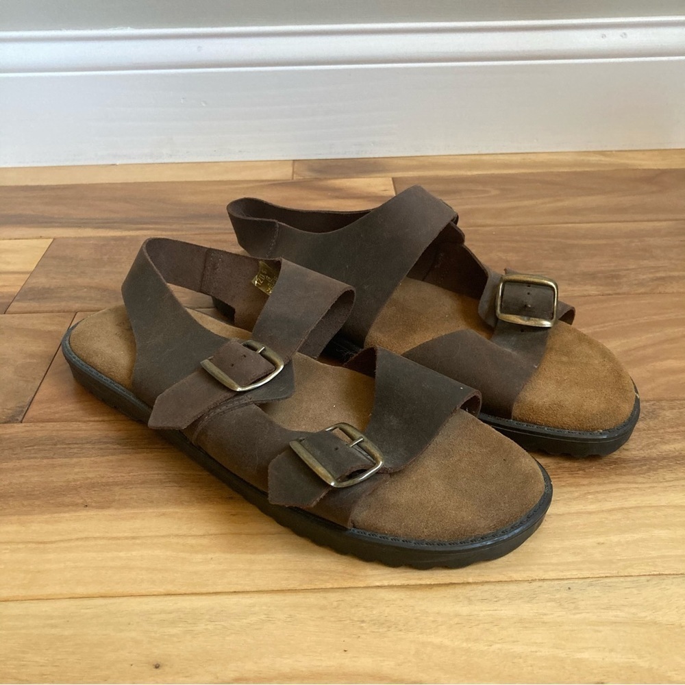 Trader Bay Brown Leather Buckle Sandals 12D